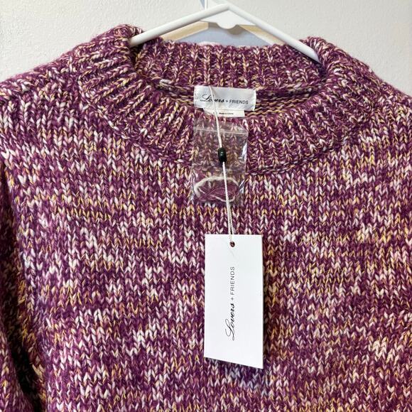 NWT Lovers &‎ Friends Purple Knit Sweater Small Puff Sleeve Warm Cottage Cozy - Picture 5 of 5